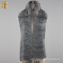 Winter Fashionable Real Rabbit Fur Kniting Scarf With Fur For Women